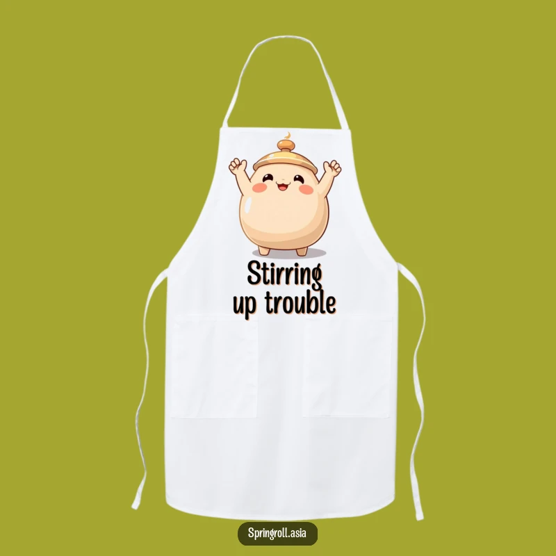 Funny Wok Wave Apron: Enthusiastic Cartoon Kitchen Wear for Happy Home Chefs