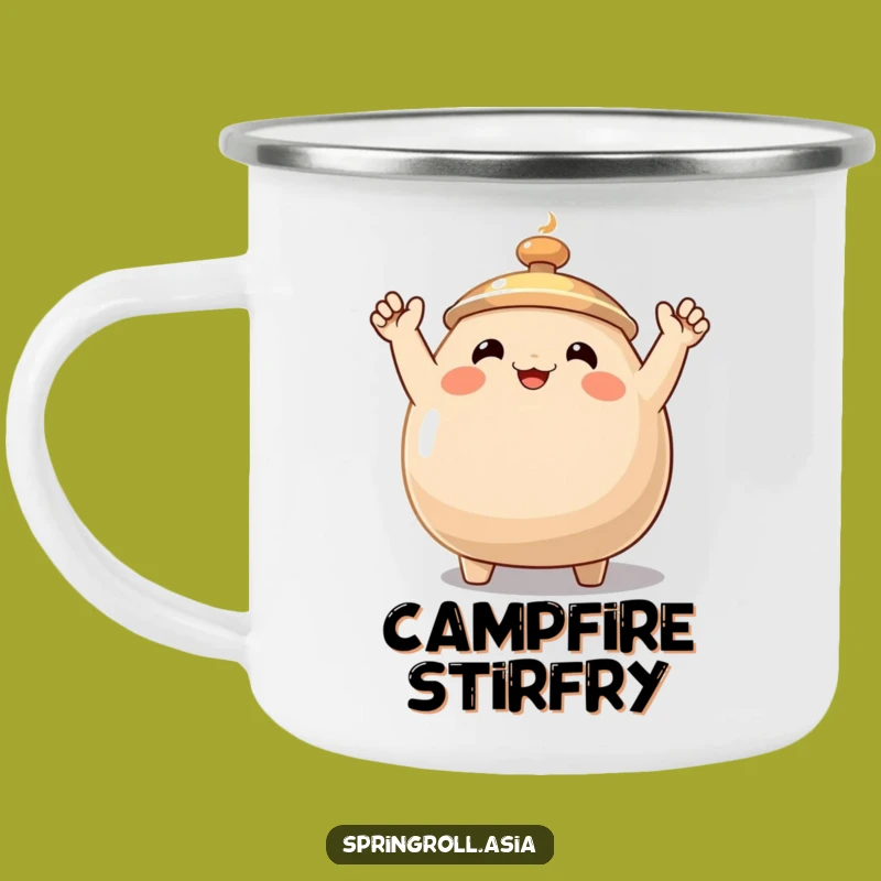 Funny Wok Wave Camping Mug: Durable Cartoon Cup for Enthusiastic Outdoor Cooks