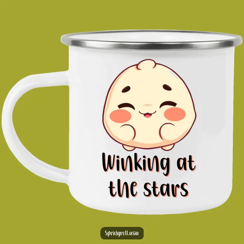 Funny Dumpling Wink Camp Mug - Playful Outdoor Companion