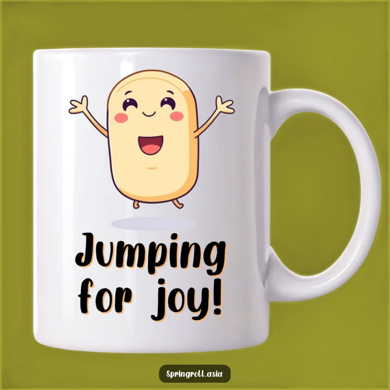 Funny Spring Roll Jump Mug - Joyful Celebration Cartoon Gift