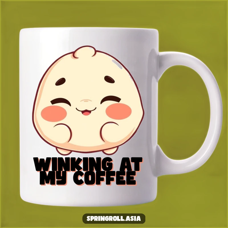 Funny Dumpling Wink Mug - Playful Character's Cheeky Gift