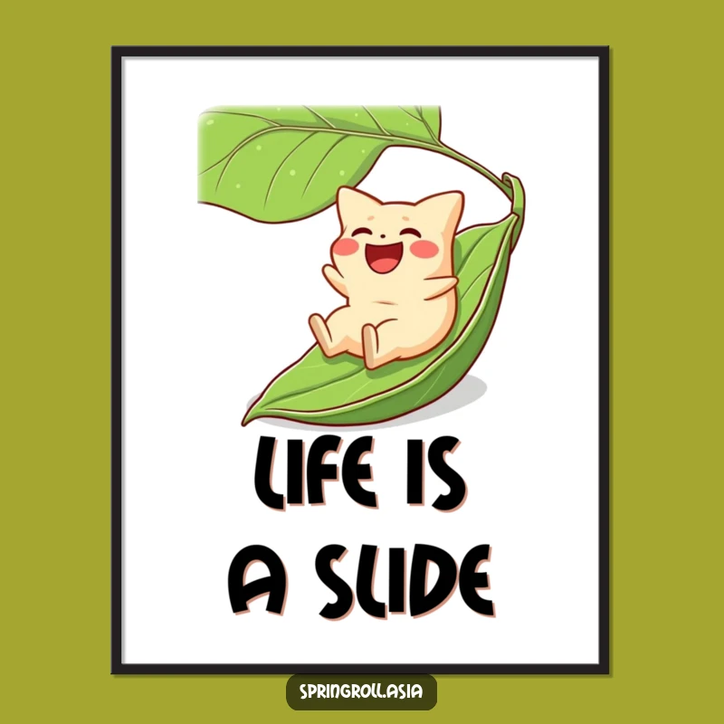 Funny Gyoza Leaf Slide Digital Art - Hilarious Dumpling Print