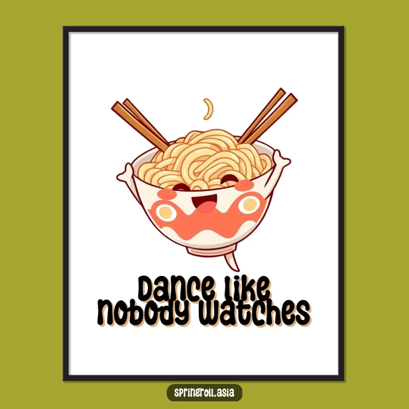 Funny Noodle Dance Digital Art - Cheerful Ramen Bowl Print