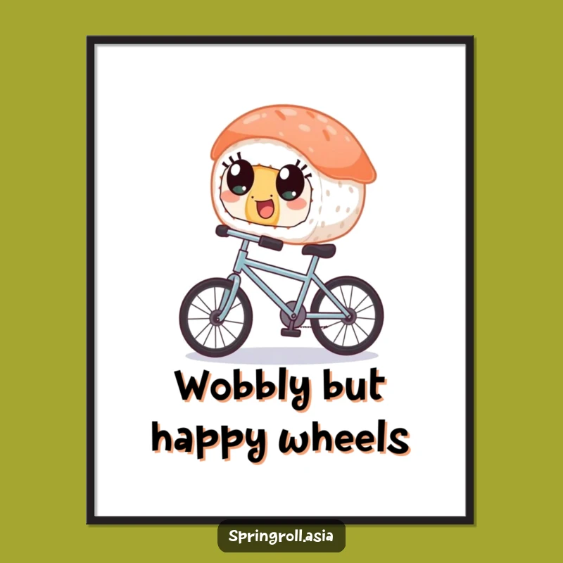 Funny Sushi Bicycle Digital Art - Instant Whimsical Download