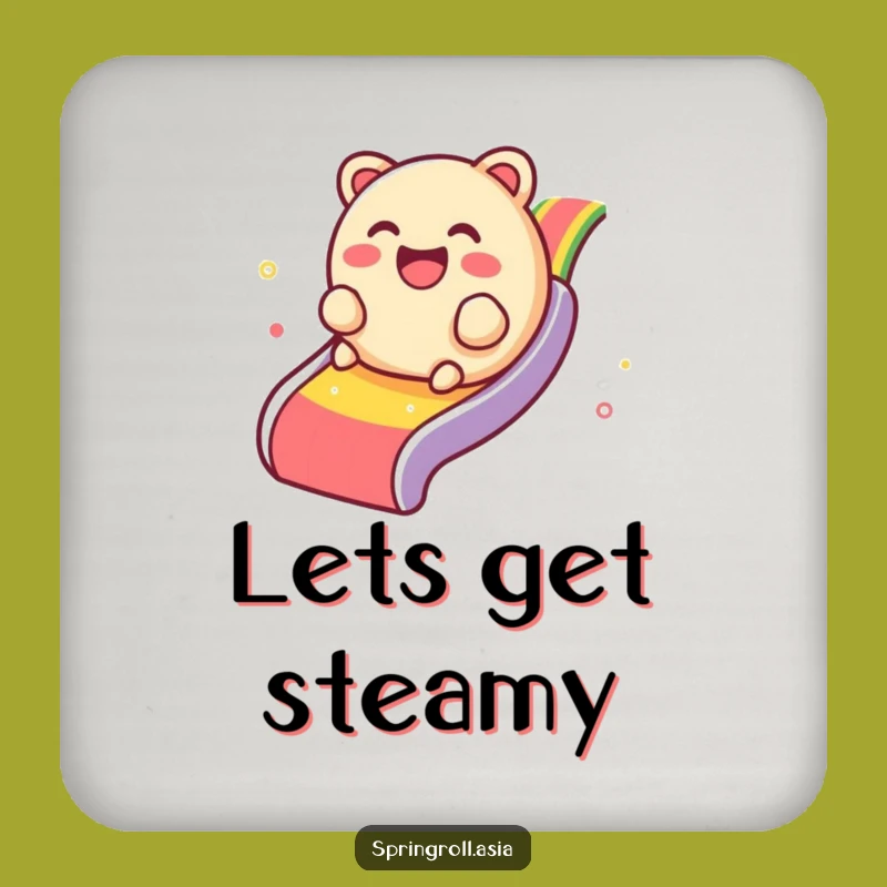 Funny Dim Sum Rainbow Drink Coaster - Giggly Dumpling Protector