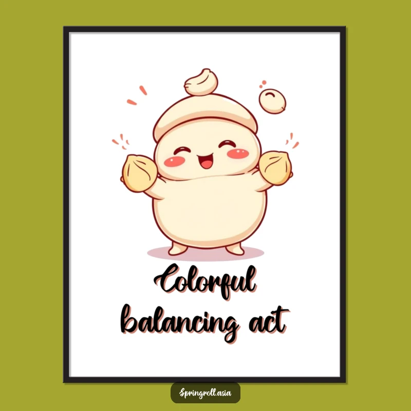 Funny Bao Dumpling Juggler Poster: Bring Culinary Fun Home