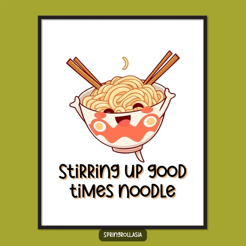 Free Printable Wall Art: Funny Noodle Bowl Dance for Quirky Home Decor