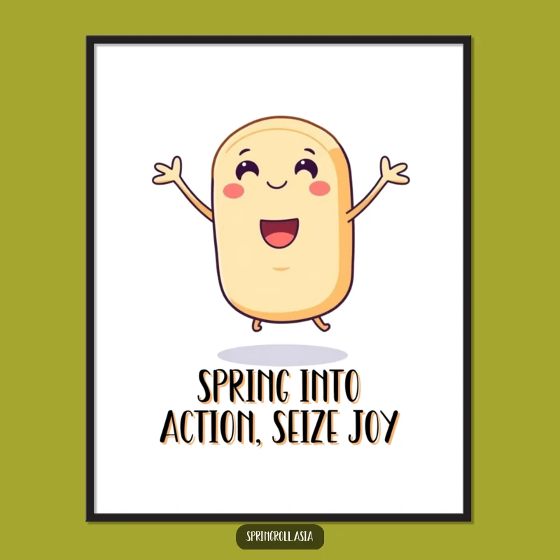 Free Printable Wall Art: Jumping Spring Roll - Downloadable Energetic Foodie Decor