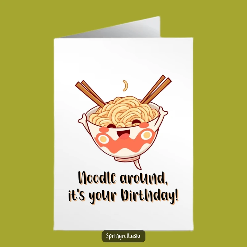 Free Printable Birthday Card: Funny Noodle Bowl Dance for a Joyful Celebration