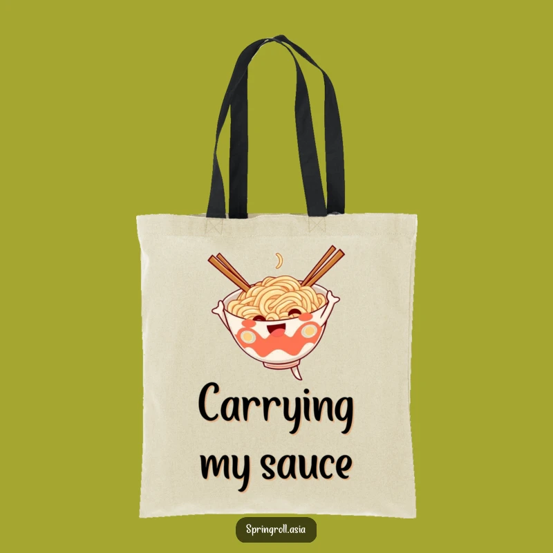 Funny Noodle Dance Tote Bag - Cheerful Ramen Bowl Accessory
