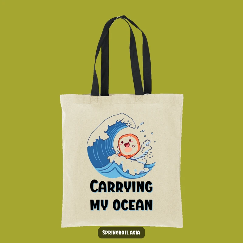 Funny Sushi Surfer Tote Bag: Carry Your Essentials with Epic Style